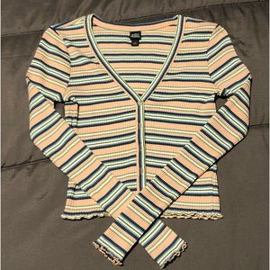 Wild Fable Striped Crop Top Cardigan